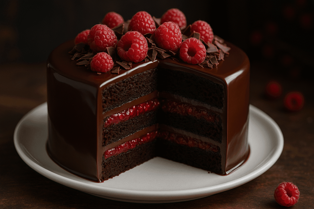 Decadent Chocolate Raspberry Truffle Cake