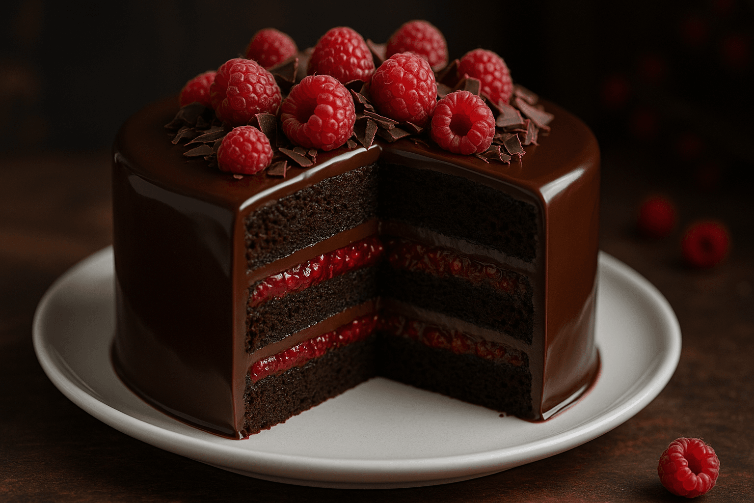 Decadent Chocolate Raspberry Truffle Cake