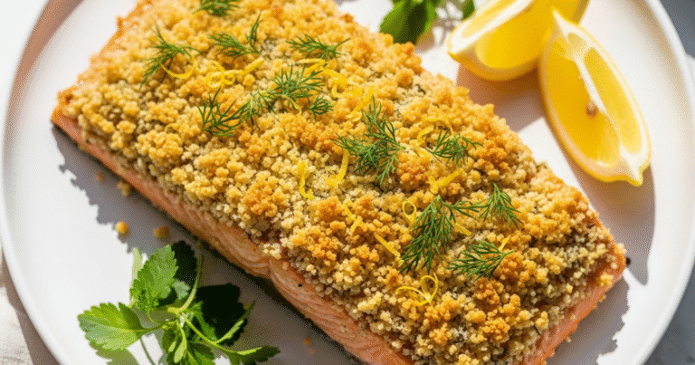 Dijon dill panko crusted salmon