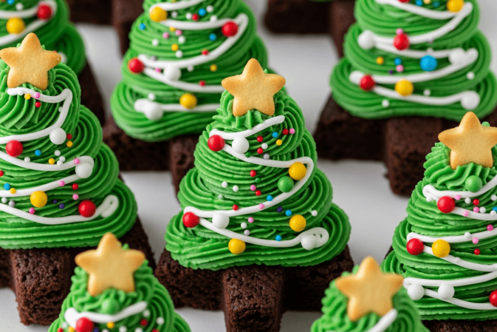 Christmas Tree Brownie Bites