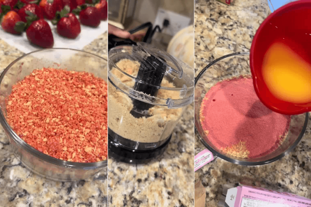 Easy 3-Ingredient Strawberry Crunch Poke Cake 