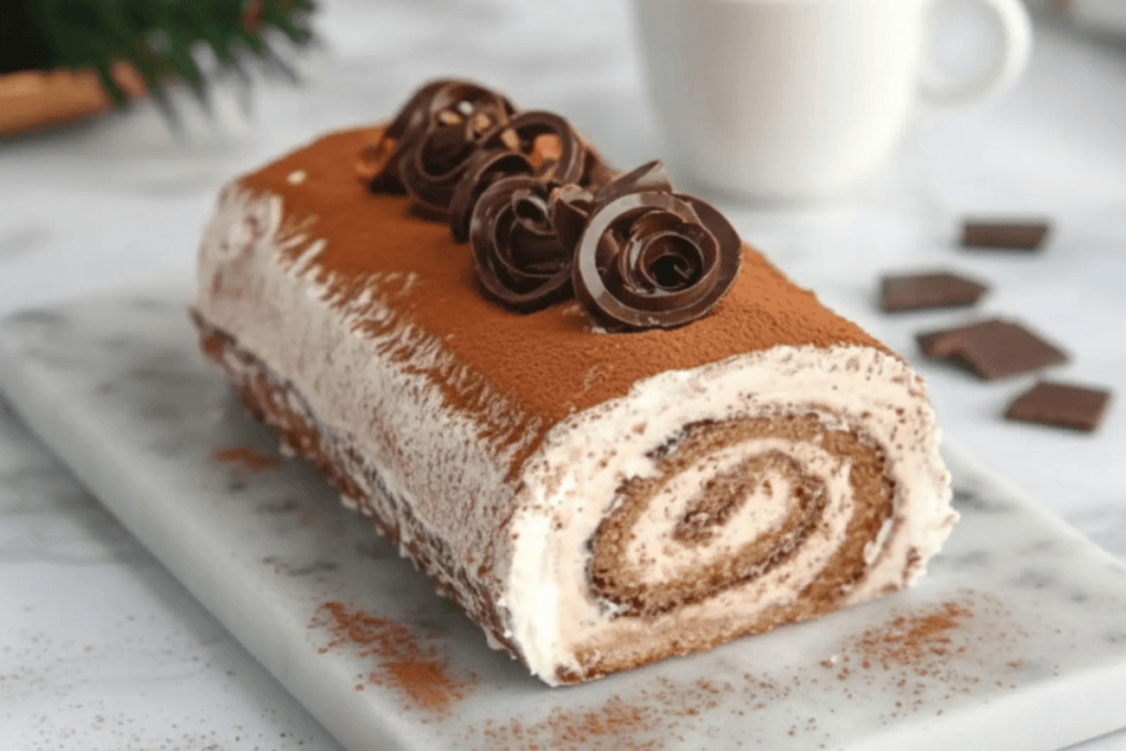 Tiramisu Yule Log Cake