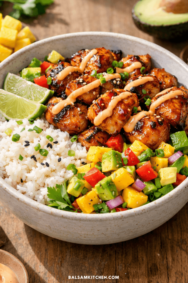 grilled maple sriracha chicken bowl