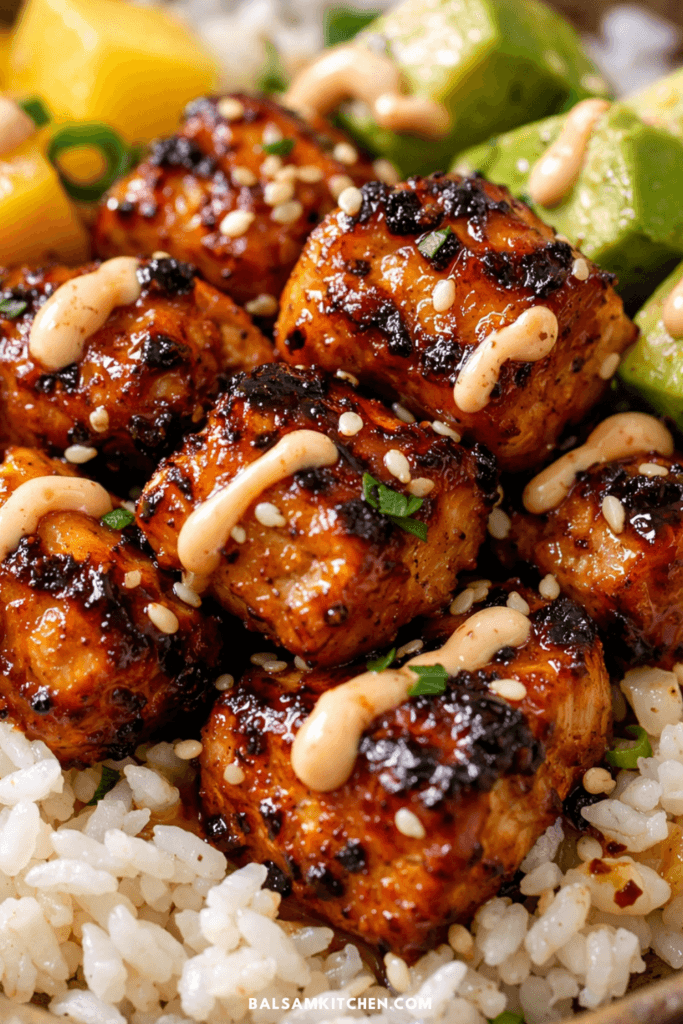 grilled maple sriracha chicken bowl